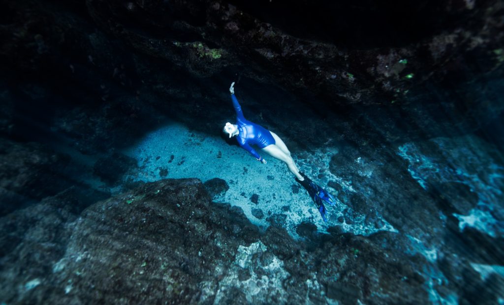 Woman snorkeling underwater